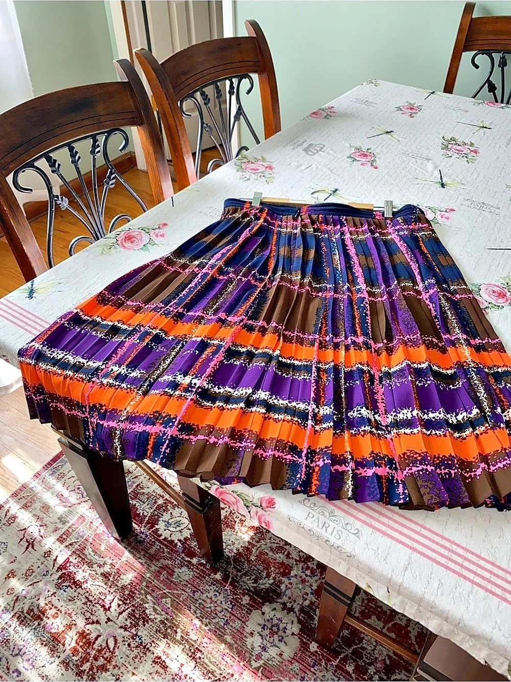 Plaid Maxi Skirt in Purple & Orange Like New